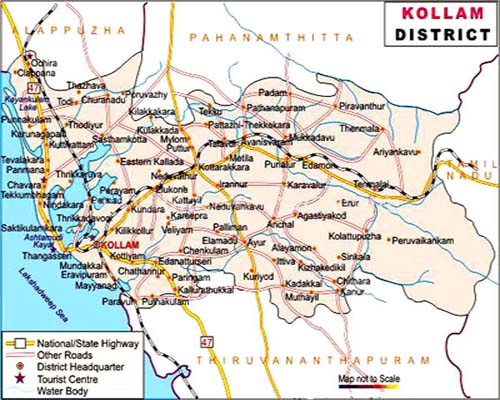 tourism map of kollam